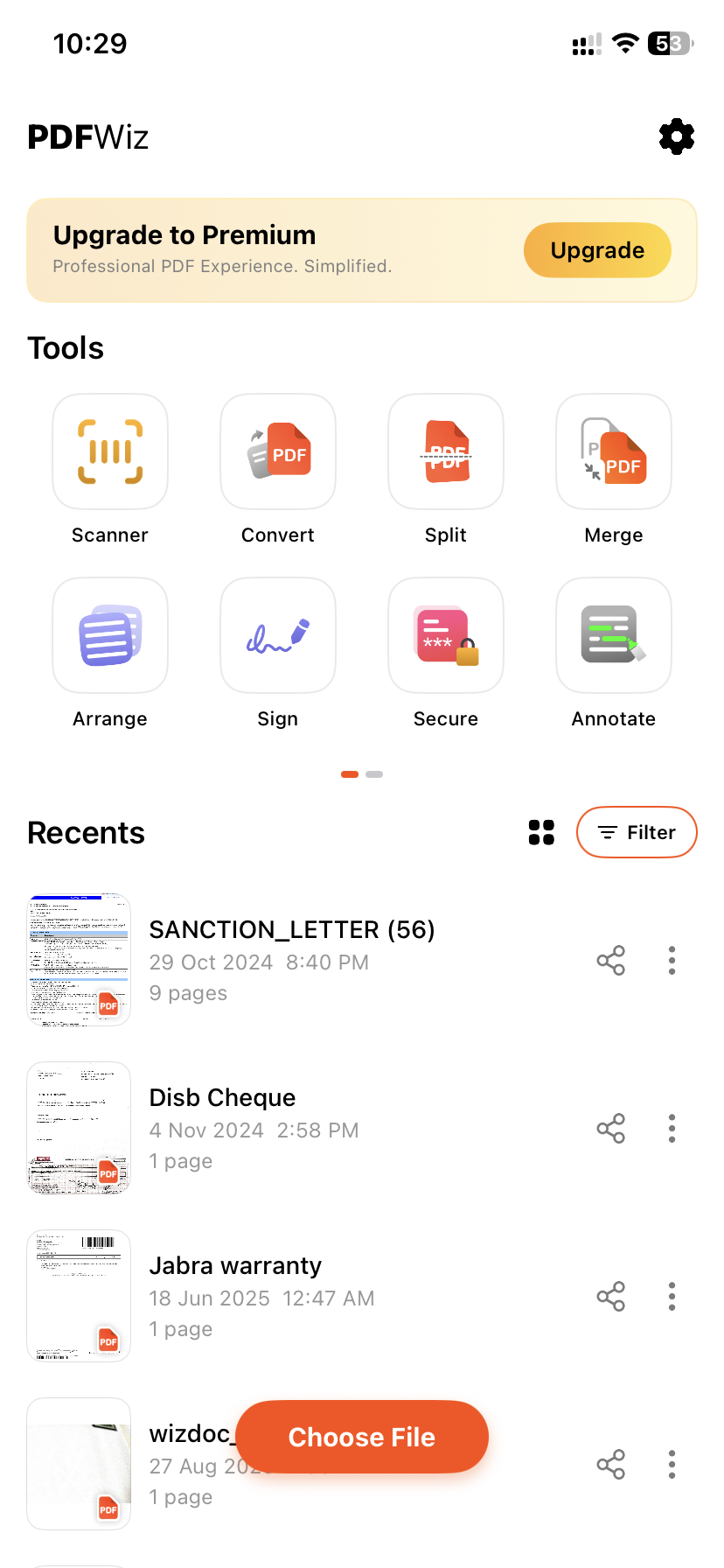 App UI screenshot